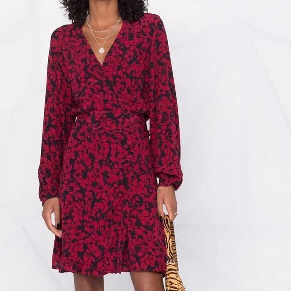 Zadig & Voltaire Russo Bico Floral Skull Print Mini Wrap Dress XS - Picture 1 of 11